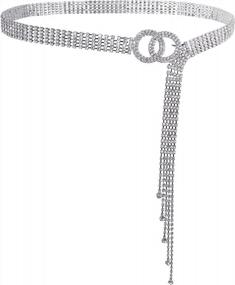 img 4 attached to Lovful Women'S Dress Belts With Full Rhinestone,Double O-Ring Sparkle Chain Waistband Belt