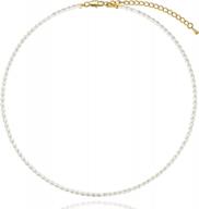 women girls handmade round thin white pearl necklace choker strand chain dainty toggle clasp layered wearing logo