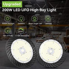img 3 attached to Hykolity 200W UFO LED High Bay Light Fixture For Commercial Warehouse: Dimmable, 5' Cable, Wet Location Rated, 26,000Lm, 5000K, 100-277V [400W/750W MH/HPS Equiv.]