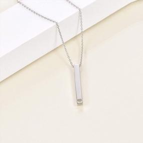 img 2 attached to 925 Sterling Silver Vertical Bar Necklace: Engraved Message Inspirational Jewelry Gifts For Women