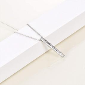 img 3 attached to 925 Sterling Silver Vertical Bar Necklace: Engraved Message Inspirational Jewelry Gifts For Women