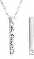 925 sterling silver vertical bar necklace: engraved message inspirational jewelry gifts for women logo