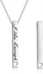 img 4 attached to 925 Sterling Silver Vertical Bar Necklace: Engraved Message Inspirational Jewelry Gifts For Women