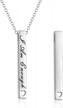 925 sterling silver vertical bar necklace: engraved message inspirational jewelry gifts for women logo