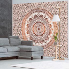 img 3 attached to Boho Hippie Mandala Tapestry Wall Hanging - Vibrant Indie Decoration Artwork Blanket For Living Room, Bedroom, Or Dorm - Handcrafted In India From 100% Cotton, Orange 90X102