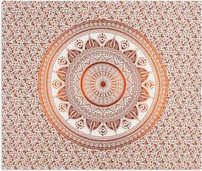 img 1 attached to Boho Hippie Mandala Tapestry Wall Hanging - Vibrant Indie Decoration Artwork Blanket For Living Room, Bedroom, Or Dorm - Handcrafted In India From 100% Cotton, Orange 90X102
