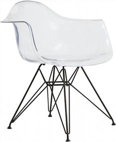 img 3 attached to Stylish And Sturdy: Set Of 2 Modern Acrylic Armchairs With Black Metal Wire Legs