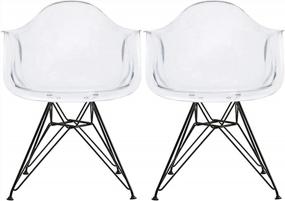 img 4 attached to Stylish And Sturdy: Set Of 2 Modern Acrylic Armchairs With Black Metal Wire Legs