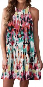 img 3 attached to Stylish And Comfortable: MITILLY Women'S Boho Halter Neck Floral Print Short Dress