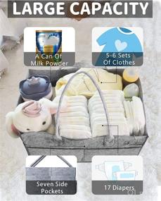 img 3 attached to 👶 YaKuss Baby Diaper Caddy Organizer - Gender-Neutral Baby Car & Changing Table Storage Bag - Portable Felt Fabric Basket for Diapers, Wipes, and More - Shower Gift - 1.0, Grey