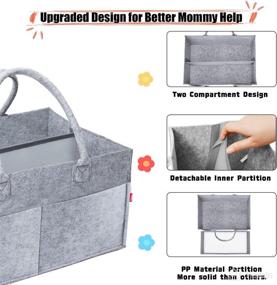 img 1 attached to 👶 YaKuss Baby Diaper Caddy Organizer - Gender-Neutral Baby Car & Changing Table Storage Bag - Portable Felt Fabric Basket for Diapers, Wipes, and More - Shower Gift - 1.0, Grey