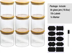 img 2 attached to Organize Your Pantry With TIANGR 9PC Airtight Glass Food Jars Set - Perfect For 18.5OZ Storage With Bamboo Lids, Labels, And Markers Included!