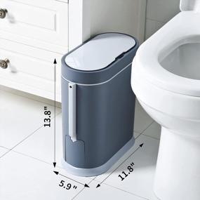 img 3 attached to ELPHECO Slim Bathroom Trash Can With Toilet Brush And Motion Sensor For Efficient Waste Management
