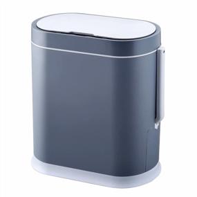 img 4 attached to ELPHECO Slim Bathroom Trash Can With Toilet Brush And Motion Sensor For Efficient Waste Management