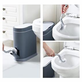 img 1 attached to ELPHECO Slim Bathroom Trash Can With Toilet Brush And Motion Sensor For Efficient Waste Management