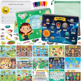img 4 attached to Montessori Autism Preschool Busy Book For Toddlers Ages 1-3-4 With 8 Colorful Markers - 30 Page Educational Quiet Activity Books For Kids 3-4-8 Years Old.