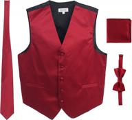 gioberti men's formal 4-piece satin set with vest, necktie, bow tie, and pocket square logo