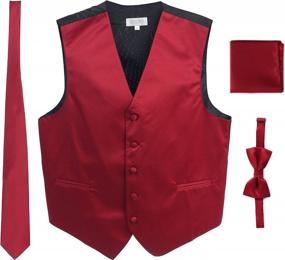img 4 attached to Gioberti Men'S Formal 4-Piece Satin Set With Vest, Necktie, Bow Tie, And Pocket Square