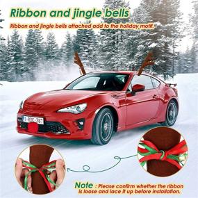 img 3 attached to Warm Light LED Christmas Car Reindeer Antler Kit with Lighted Antlers and Nose, Jingle Bells Character Kit - Auto Decorations, Car Accessory by DaLingLam