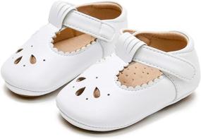 img 4 attached to Toddler Leather T Strap Infant Prewalkers Girls' Shoes ~ Flats