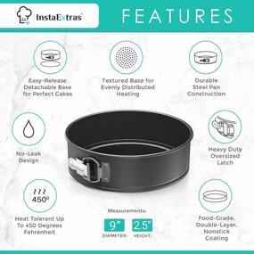 img 3 attached to 🍰 Durable 9-Inch Springform Cake Pan Round - Large 10 Cup Cheesecake Baking Ware with Nonstick Leakproof Design, Removable Bottom - Black