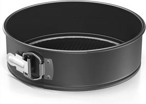 img 4 attached to 🍰 Durable 9-Inch Springform Cake Pan Round - Large 10 Cup Cheesecake Baking Ware with Nonstick Leakproof Design, Removable Bottom - Black