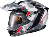 enhance safety and style with scorpion at950 helmet - outrigger, large dual pane shield (white/grey) logo