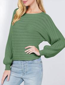 img 2 attached to Get Cozy In Style With MEROKEETY Women'S Boat Neck Pullover Sweater!
