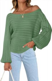 img 4 attached to Get Cozy In Style With MEROKEETY Women'S Boat Neck Pullover Sweater!