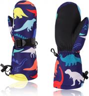 водонепроницаемые зимние лыжные варежки для мальчиков и девочек в возрасте 0–6 лет: детские снежные перчатки с динозаврами логотип