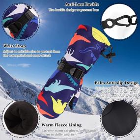 img 2 attached to Waterproof Winter Ski Mittens For Boys And Girls Ages 0-6: Dinosaur Kids Snow Gloves