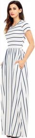 img 3 attached to Striped Maxi Dress For Women - Loose, Casual, And Fashionable Summer Dress With Short Sleeves And Convenient Pockets By HOTAPEI