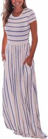 img 4 attached to Striped Maxi Dress For Women - Loose, Casual, And Fashionable Summer Dress With Short Sleeves And Convenient Pockets By HOTAPEI
