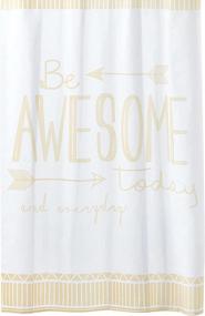 img 4 attached to Add Style And Inspiration To Your Bathroom With MDesign'S Be Awesome Shower Curtain In Almond - Durable, Easy-Care, And Machine Washable
