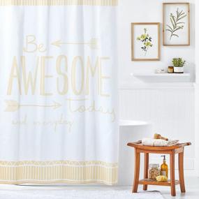 img 3 attached to Add Style And Inspiration To Your Bathroom With MDesign'S Be Awesome Shower Curtain In Almond - Durable, Easy-Care, And Machine Washable