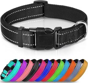 img 4 attached to Soft Neoprene Padded Breathable Nylon Pet Collar - Joytale Reflective Adjustable Dog Collar For Large Dogs, Black, L