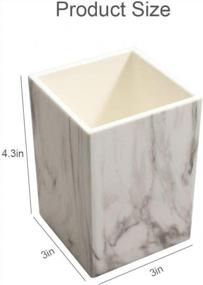 img 3 attached to Marble White Pen Holder, 3X3X4.3In Desk Office Pens Organizer Vase For Makeup Toothbrush