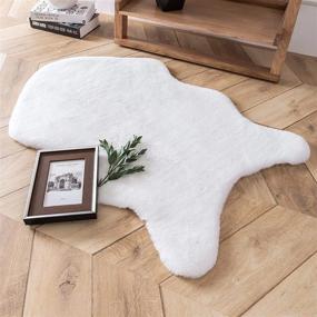 img 4 attached to Rainlin Ultra Soft Faux Sheepskin Rug: Modern Fluffy 2X3 Shaggy Mat For Bedroom, Living Room, Sofa And Chair, Non-Slip White Cover Cushion