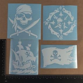 img 3 attached to 🏴 PiratesOne Pirate Decals: Skull and Swords, Pirate Ship, Pirate Flag, Pirate Compass - 4 Pack (White, Large ~5 inches)