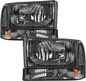 img 4 attached to 🚘 1999-2004 Ford F250 F350 F450 F550 Super Duty Headlight Assembly with Park/Signal Lamps - Smoke Lens and Amber Reflector by AUTOSAVER88