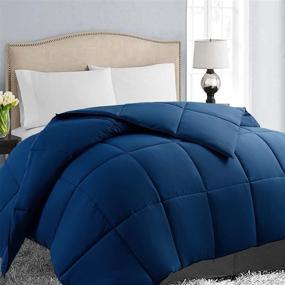 img 4 attached to EASELAND All Season Queen Size Soft Quilted Down Alternative Comforter Reversible Duvet Insert With Corner Tabs,Winter Summer Warm Fluffy,Navy,88X88 Inches