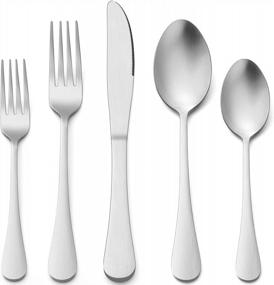 img 4 attached to Silverware Set, HaWare Matte 20 Pieces Stainless Steel Flatware Set Service For 4, Satin Tableware Cutlery Set Includes Knives, Forks, Spoons, Modern Utensil For Home Restaurant Party, Dishwasher Safe