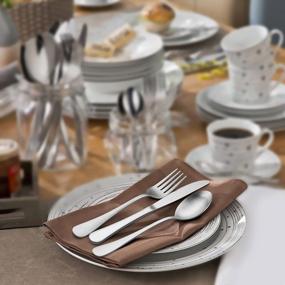 img 1 attached to Silverware Set, HaWare Matte 20 Pieces Stainless Steel Flatware Set Service For 4, Satin Tableware Cutlery Set Includes Knives, Forks, Spoons, Modern Utensil For Home Restaurant Party, Dishwasher Safe