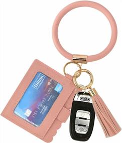 img 4 attached to Coolcos Portable Wristlet Bracelet Bangle Wallet Keychain Large Round Circle Handy Wrist Keys Card Holder Keyrings