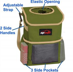 img 2 attached to EPAuto Waterproof Car Trash Can With Lid And Storage Pockets, Green
