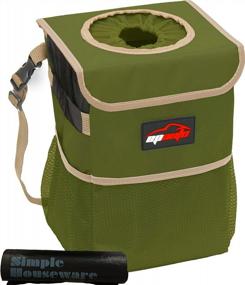 img 4 attached to EPAuto Waterproof Car Trash Can With Lid And Storage Pockets, Green
