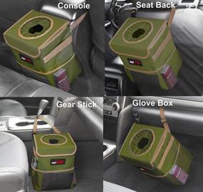 img 3 attached to EPAuto Waterproof Car Trash Can With Lid And Storage Pockets, Green