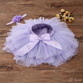 img 2 attached to 👶 Adorable Baby Girls Tutu Skirt Headband Set with Toddler Ruffle Tulle Diaper Covers, Ideal for 6-24 Month Old