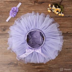 img 1 attached to 👶 Adorable Baby Girls Tutu Skirt Headband Set with Toddler Ruffle Tulle Diaper Covers, Ideal for 6-24 Month Old