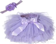 👶 adorable baby girls tutu skirt headband set with toddler ruffle tulle diaper covers, ideal for 6-24 month old логотип